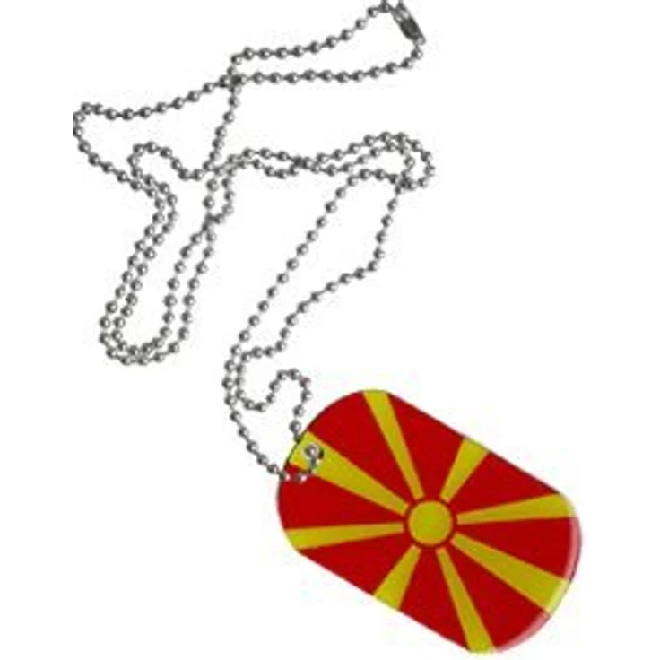 Digni Dog Tag Mazedonien, Edelstahl Hundemarke mit Hartemaille Vorderseite, 3 x 5 cm, verstellbare Kette 70 cm – Bild 1