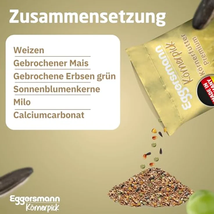 Eggersmann Körnerpick Premium Hühnerfutter 25kg, Gentechnikfreies Körnerfutter für Hühner, Gänse und Enten, Stärkung des Immunsystems durch Gemüse und Kräuter – Bild 5