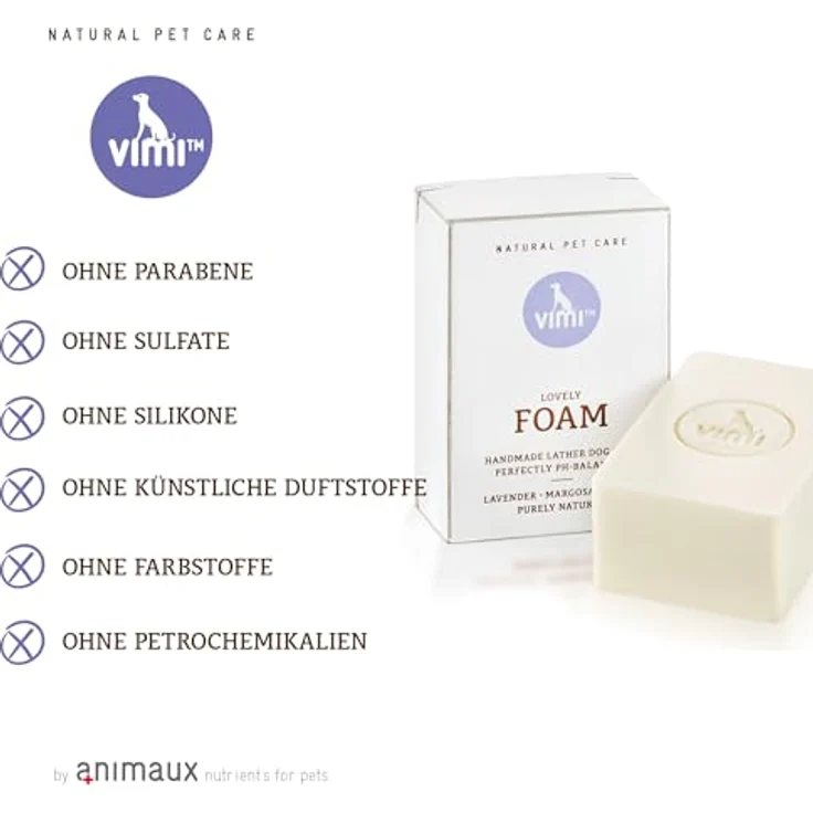 animaux vimi Lovely Foam – 100 g Natürliche Hunde-Seife mit Lavendel, Thymian & Margosa, sanfte Fellpflege und regenerierende Hautpflege – Bild 4
