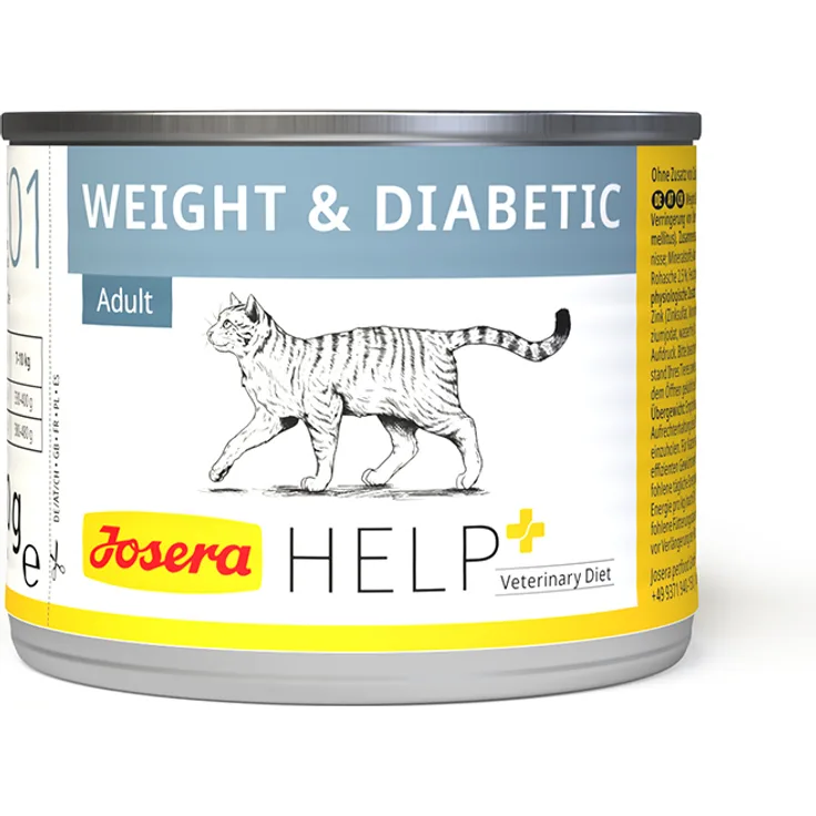 Josera Help Weight und Diabetic, Nassfutter für Katzen zur Unterstützung bei Übergewicht und Diabetes, 6x200g