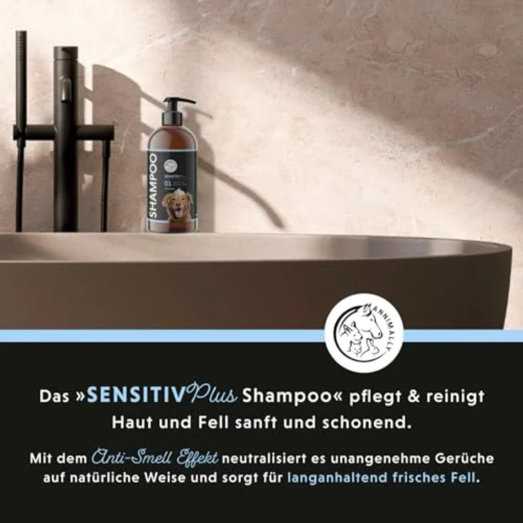 Annimally Sensitiv Plus Shampoo, Natürliches Hundeshampoo für sensible Hunde & Welpen, Sanfte & pH-neutrale Reinigung mit Kokosöl, Ohne Silikone, Parabene & künstliche Duftstoffe, 500 ml – Bild 2