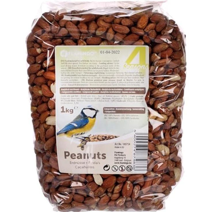 Flamingo Wildvogelfutter, geschälte Erdnüsse, Premium-Qualität, 1kg, reich an gesunden Ölen – Bild 1