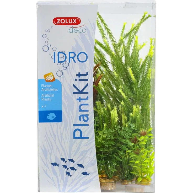 Zolux Plant Kit Idro Nr. 4, Aquarium Dekoration mit 4 künstlichen Pflanzen für pflegeleichte Gestaltung