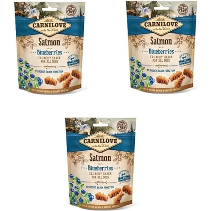 CARNILOVE Crunchy Snack Salmon with Blueberries, Hundesnack für alle Hunde, 3 x 200g – Bild 1