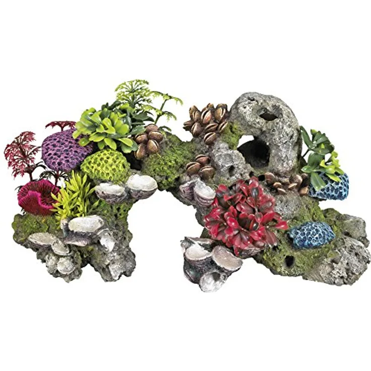 Nobby Aqua Ornaments KORALLE mit Pflanzen, detailgetreue Polyresin Dekoration für Süss- und Meerwasseraquarien