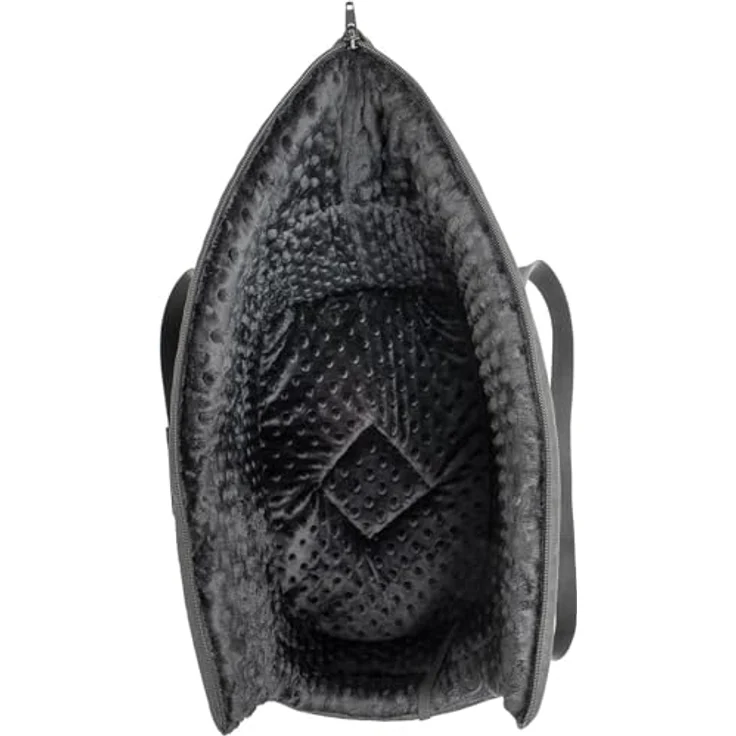 BOUTIQUE ZOO Hundetasche Schwarz Schwarz/Minky, Tragetasche für kleine und mittlere Hunde und Katzen, bis 10 kg, mit abnehmbarem Kissen und Sicherheitsgurt – Bild 5