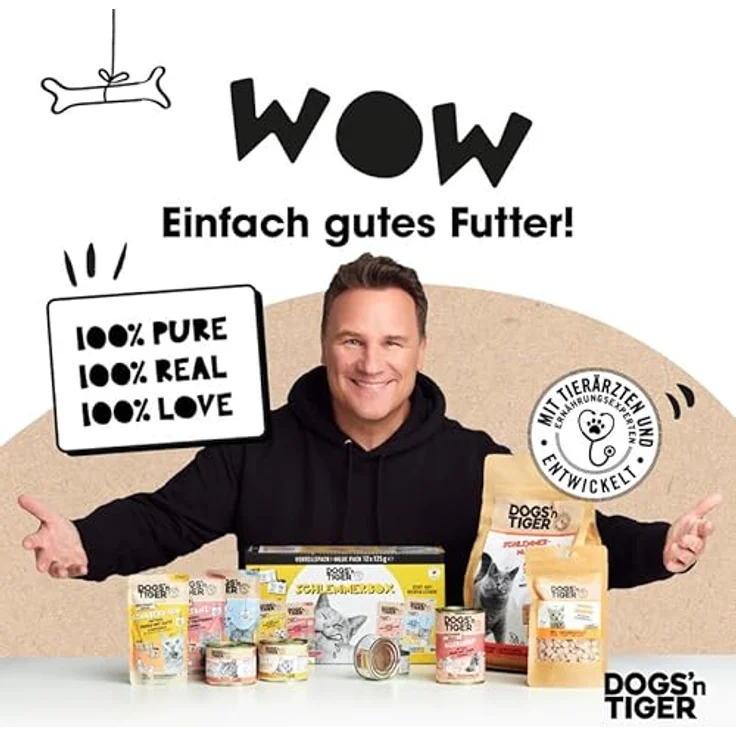 DOGS' n TIGER Dogs’n Tiger Junior Hundefutter, Nassfutter für Welpen, Getreidefrei ohne Zuckerzusatz, Mixpaket Happy Puppy mit Geflügel & Lamm, 12x 400g – Bild 2