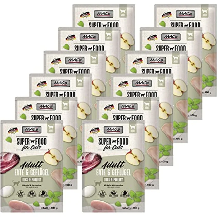 MAC's Ente & Geflügel, Katzen-Nassfutter 12 x 100 g mit 70% Geflügelanteil, darunter 50% Ente – Bild 1