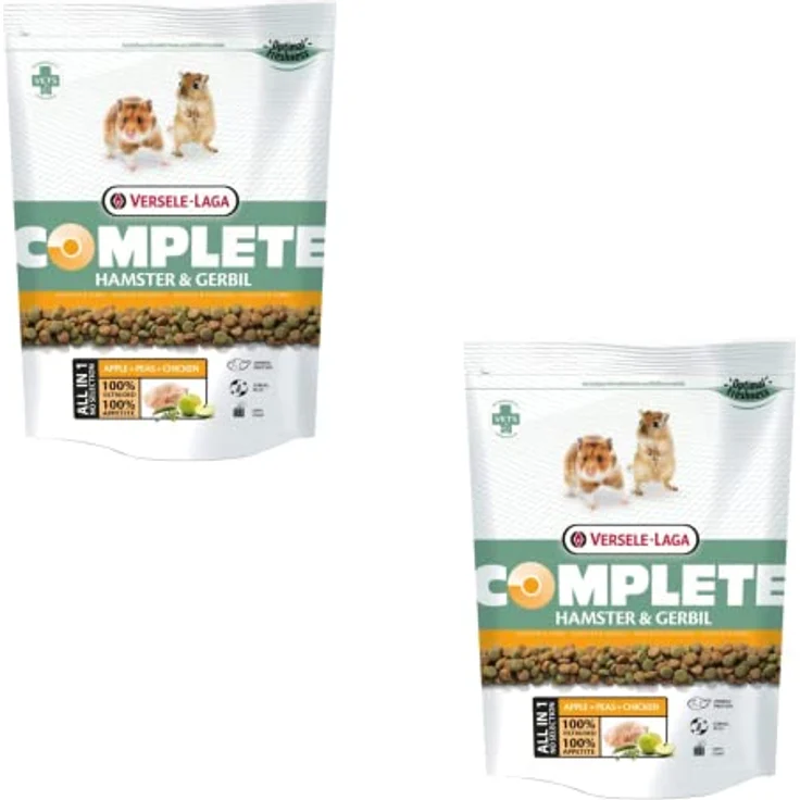 Versele-Laga Complete Hamster & Gerbil, Alleinfuttermittel mit proteinreichen All-in-one-Pellets, Doppelpack 2 x 500 g für mehr Energie und gesundes Haarkleid – Bild 1