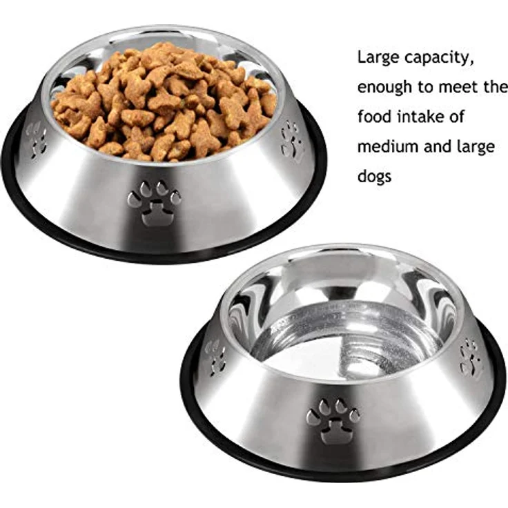 SUOXU 2 Stück Edelstahl Hundenapf, rutschfeste Futternäpfe, 26 cm Durchmesser, für mittelgroße Hunde bis 27 kg – Bild 4
