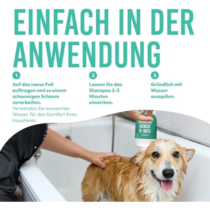 Petsly® Floh & Zeckenmittel für Hunde, 500ml, mit Teebaumöl, natürliches Flohshampoo und sanfter Hautpflege für Hunde und Katzen – Bild 4