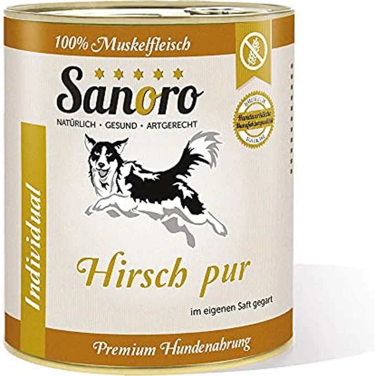 Sanoro Pures Muskelfleisch vom Hirsch, 6x800g, hypoallergen und glutenfrei, ohne Zusatzstoffe – Bild 1