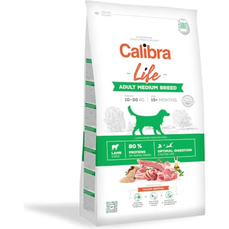 CALIBRA Dog Life Adult Medium Breed Cordero, Trockenfutter für Hunde, 12 kg