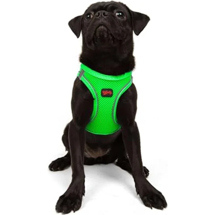Tailpetz Air-Mesh Brustgeschirr für kleine und mittelgroße Katzen und Hunde – Weich, Atmungsaktiv, Strapazierfähig, Neongrün, Größe M (Brustumfang 53–59 cm) – Bild 1