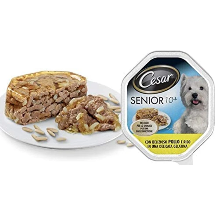 Cesar Senior 10+ Schale, 14 x 150 g, Hundefutter mit zartem Huhn und Reis in Gelee, speziell für Hunde ab 10 Jahren – Bild 2