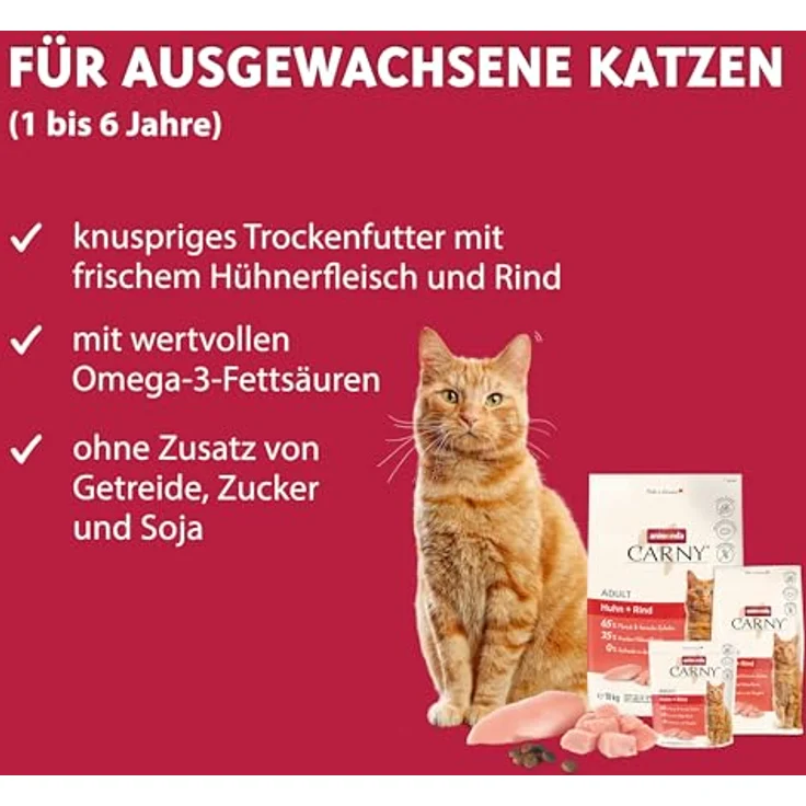 Animonda Carny Trockenfutter Katze Adult Huhn und Rind, 350 g, knuspriges Futter ohne Getreide, mit frischen Proteinen, ideal für sensible Katzen – Bild 3