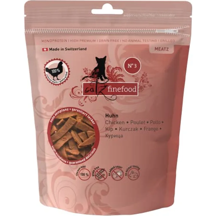 Catz Finefood MEATZ Huhn, knusprige Katzensnacks aus Hähnchenfleisch, 45g