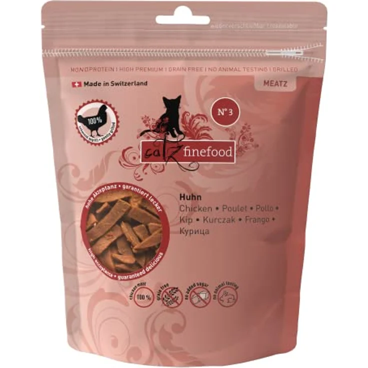 Catz Finefood MEATZ Huhn, knusprige Katzensnacks aus Hähnchenfleisch, 45g – Bild 1