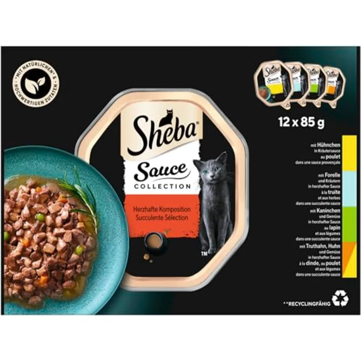 Sheba Multipack Sauce Collection, Katzenfutter in 12 x 85 g Portionen mit feiner Vielfalt in herzhafter Sauce – Bild 2