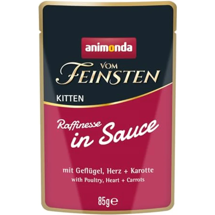 animonda vom Feinsten Premium Kitten Katzenfutter nass Raffinesse in Sauce, 8 Portionsbeutel (8 x 85g), hochwertiges, zuckerfreies Nassfutter mit fleischigen Zutaten – Bild 3