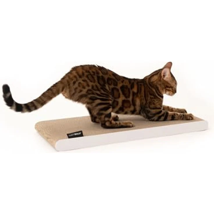 LucyBalu® SCRATCHPAPER Katzenkratzmatte aus hochwertiger Wellpappe | umkehrbares Kratzbrett in weiß | langlebig und nachhaltig – Bild 1