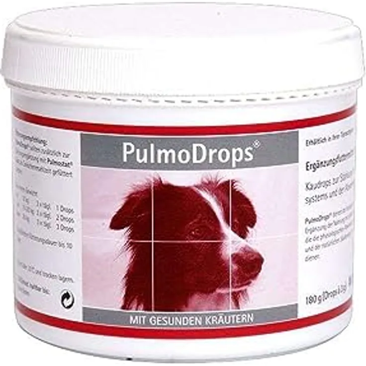 Alfavet PulmoDrops, Kaudrops zur Unterstützung der Atemwege bei Hunden, Ergänzungsfuttermittel, 180 g, naturl. Kräuter, beruhigend und lindernd