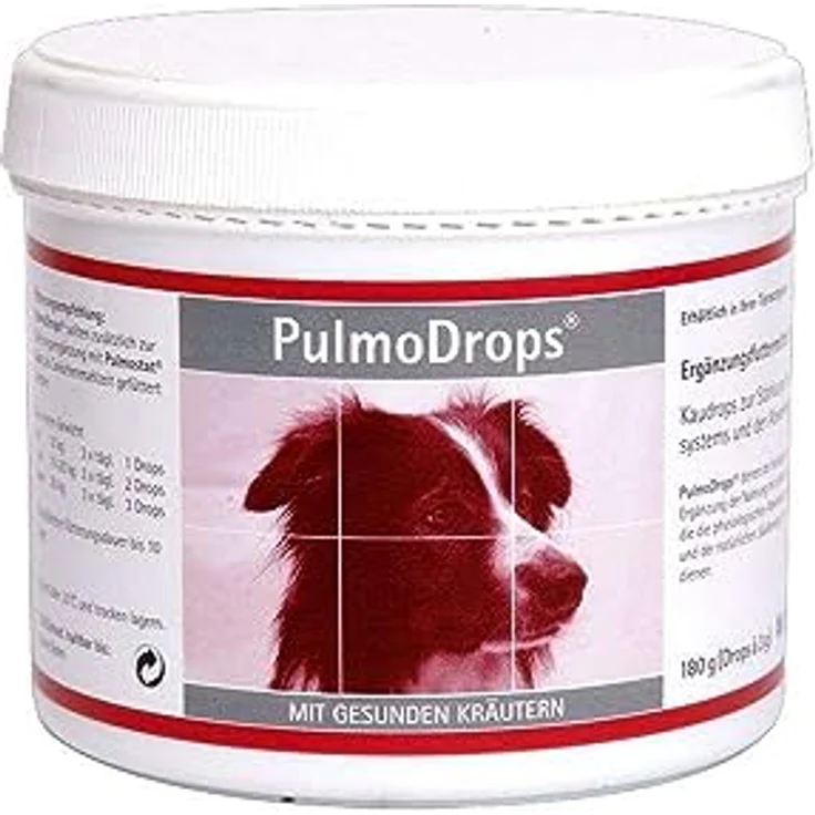 Alfavet PulmoDrops, Kaudrops zur Unterstützung der Atemwege bei Hunden, Ergänzungsfuttermittel, 180 g, naturl. Kräuter, beruhigend und lindernd