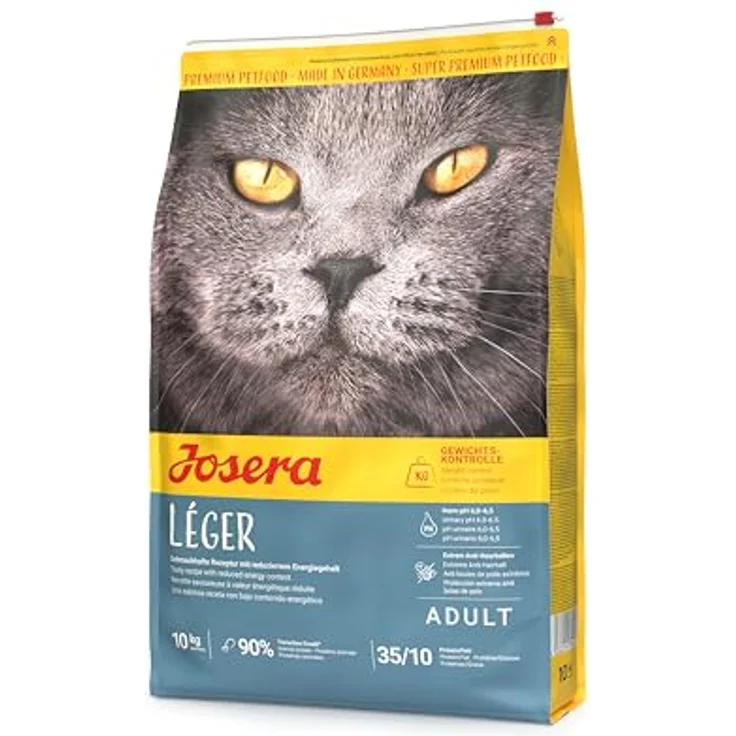 JOSERA Léger, Premium Trockenfutter für sterilisierten und übergewichtigen Katzen, 10 kg, Geflügel, wenig Fett, viel Protein, weizenfrei, made in Germany, 1er Pack – Bild 1