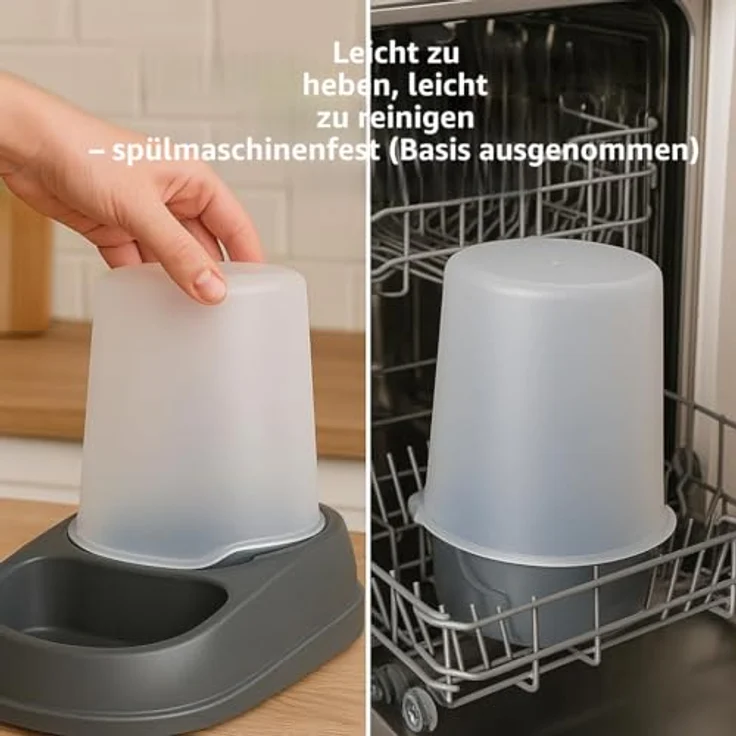 Flamingo Raja Automatischer Futter- und Wasserspender für Hunde und Katzen, 2,5L, grau, mit Antirutsch-Füßen und automatischer Nachfüllfunktion – Bild 4