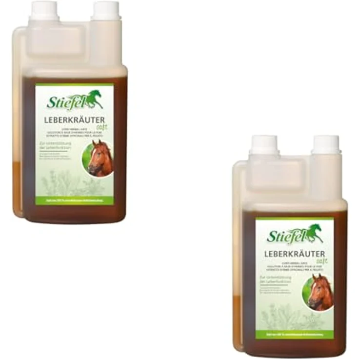 Stiefel Leberkräutersaft Doppelpack, 2 x 1 l, Ergänzungsfuttermittel für Pferde mit naturbelassener Kräutermischung zur Unterstützung der Leberfunktion – Bild 1