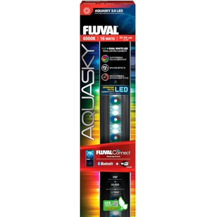 Fluval AQUASKY LED 3.0, 16W Aquariumbeleuchtung mit RGB- und weißen LEDs, programmierbarem 24-Stunden-Lichtzyklus, 53-84,4 cm