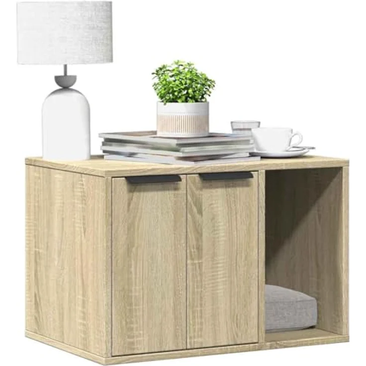 vidaXL Katzentoilette Sonoma Eiche 60x40x40 cm Holzwerkstoff, Cat Litter Box mit verstecktem Design und vielseitiger Nutzungsfunktion – Bild 3