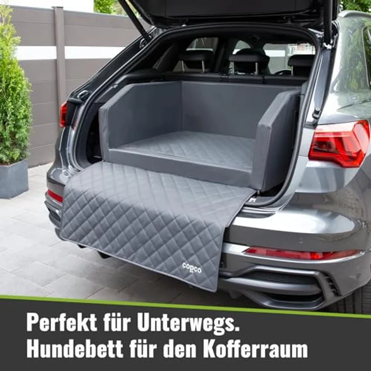 CopcoPet Hundebox Auto Kofferraumschutz mit Ladekantenschutz, herausnehmbare Kofferraum Schutzmatte, wasserabweisend, 80x55x38cm, Grau【Mit Tasche】 – Bild 3