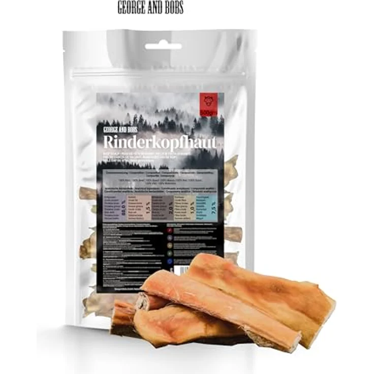George & Bobs Rinderkopfhaut 1000g, getreidefreier Naturkauartikel für Hunde, 100% Rind, extra hart, natürliche Zahnpflege, ohne Zusätze – Bild 2