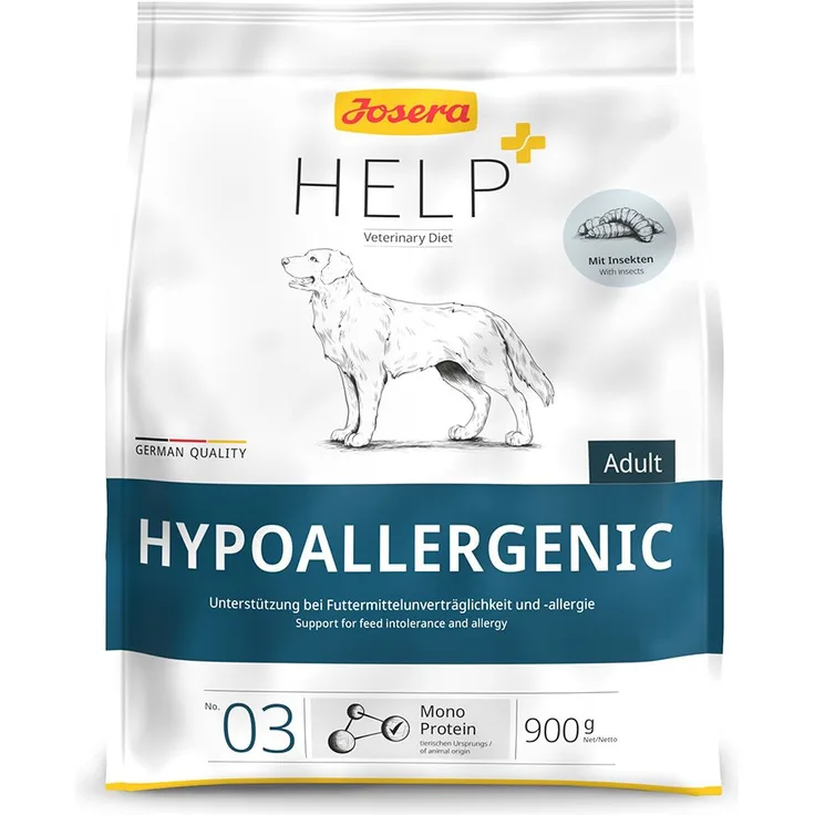Josera Help Hypoallergenic, Hunde-Trockenfutter mit Insektenprotein, 900g, getreidefrei und hochverträglich