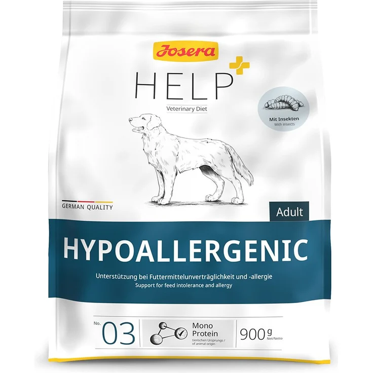 Josera Help Hypoallergenic, Hunde-Trockenfutter mit Insektenprotein, 900g, getreidefrei und hochverträglich