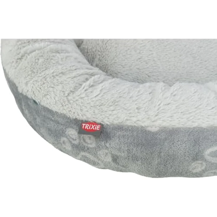 TRIXIE Hundebett Jimmy Soft, rundes Tierbett aus Softplüsch, hellgrau mit integriertem Kissen – Bild 6