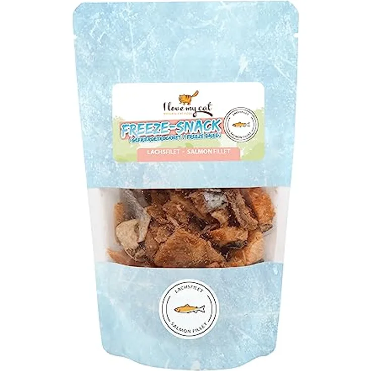 I Love My Cat Freeze-Snack für Katzen, gefriergetrocknetes Lachsfilet 25 g, natürliche Snacks ohne künstliche Zusatzstoffe