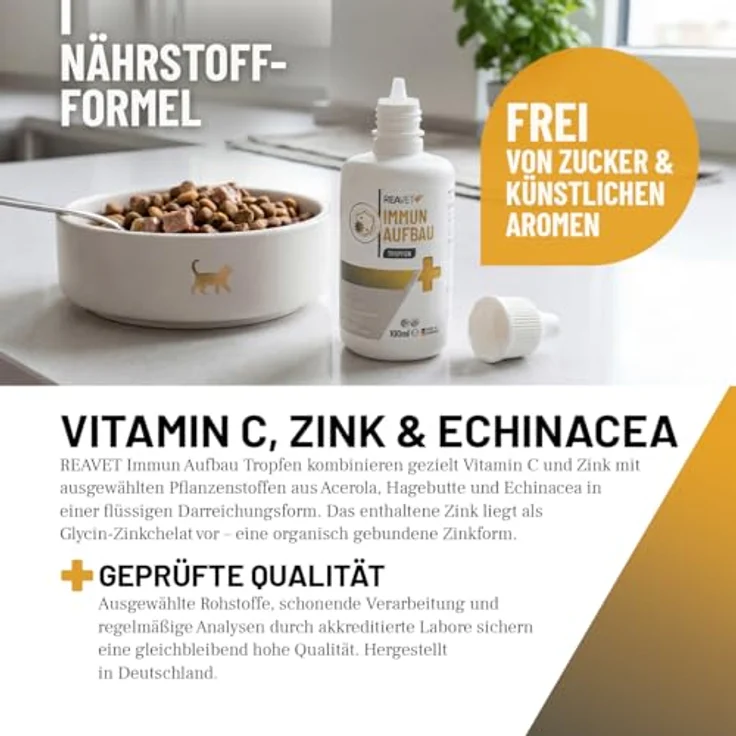 ReaVET Immun Aufbau-Tropfen für Hunde & Katzen, 100 ml, Multivitamin Liquid mit Vitamin C & Zink, zur Stärkung des Immunsystems und Abwehrkräfte, ohne Zusatzstoffe, hergestellt in Deutschland – Bild 3