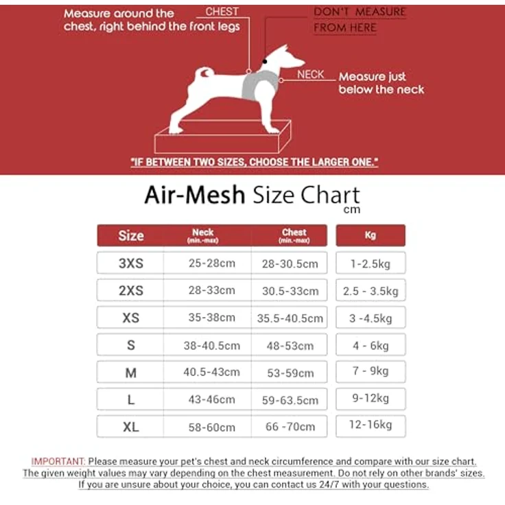 Tailpetz Air-Mesh Brustgeschirr für kleine und mittelgroße Katzen und Hunde – Weich, Atmungsaktiv, Strapazierfähig, Leuchtendrot, 2XS (Brustumfang 30,5–33 cm) – Bild 5