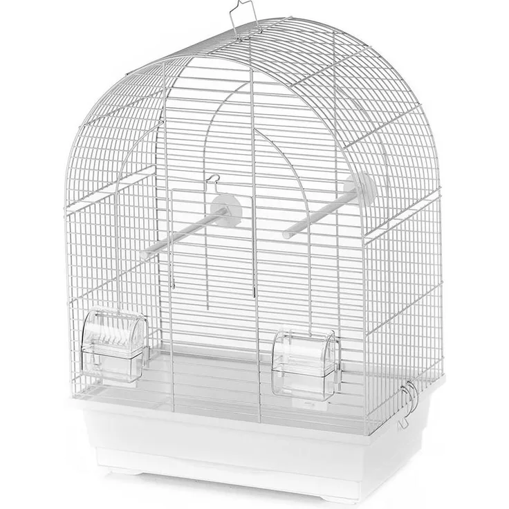 Duvoplus Lusi 1, Vogelkäfig + Voliere mit 2 Futternäpfen, 3 Sitzstangen, abnehmbarem Oberteil, weiß