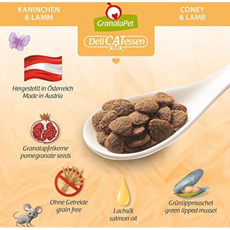 GranataPet DeliCatessen Kaninchen & Lamm Adult, Trockenfutter für Katzen, getreidefrei, ohne Zuckerzusätze, 9 kg – Bild 3
