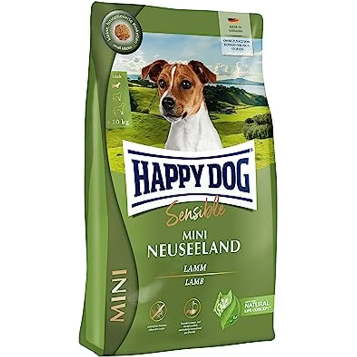 Happy Dog Sensible Trockenfutter Hund Adult Mini Neuseeland, weizenfrei mit Lamm und grünlippiger Neuseeland-Muschel, 800 g – Bild 1