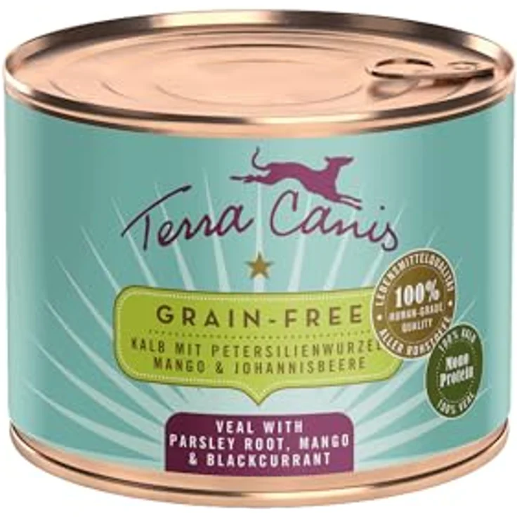 Terra Canis Kalb mit Petersilienwurzel, Mango & Johannisbeere - Getreidefreies Nassfutter, 200g I Glutenfrei & in 100% Lebensmittelqualität – Bild 1