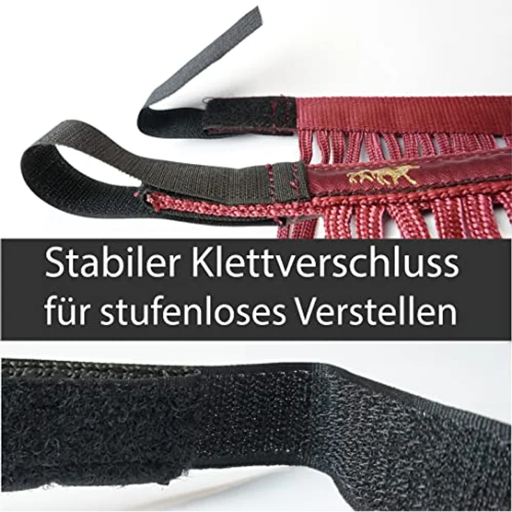 Pferdelinis Fliegenfransen für Pferde Fliegenmaske mit Klettverschluss, effektiver Insektenschutz, Bordeaux, Pony – Bild 2