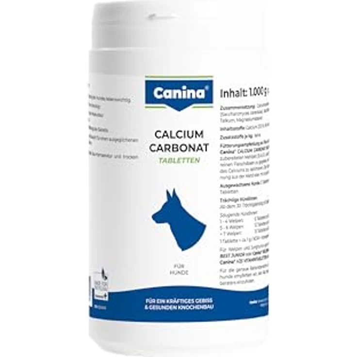 Canina Calcium Carbonat Tabletten, 1 kg für gesunden Knochenbau und kräftiges Gebiss, weiß/beige – Bild 1