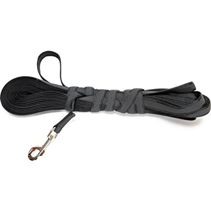 JULIUS K-9 IDC Color & Gray gumierte Leine, 20 mm x 15 m mit Schlaufe, Schwarz-Grau, stark und widerstandsfähig, optimaler Griff bei Nässe, leicht zu reinigen – Bild 1