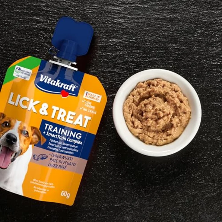 Vitakraft LickundSnack Train Leberwurst 60g, kalorienarmer Hundesnack im Quetschie-Format mit Lecithin, Biotin und Taurin для Training – Bild 3