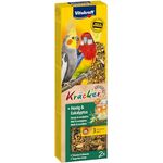 Vitakraft Kräcker Großsittich, 2 x 2 Sticks Honig & Eukalyptus, ergänzendes Vogelfutter mit wertvollen Vitaminen, zuckerfreie Rezeptur, 180 g