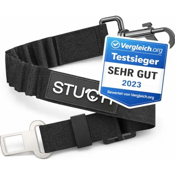 STUCH Universeller Bungee Sicherheitsgurt für Hunde & Katzen, längenverstellbar (60-80cm), passend für alle Autotypen, schwarz